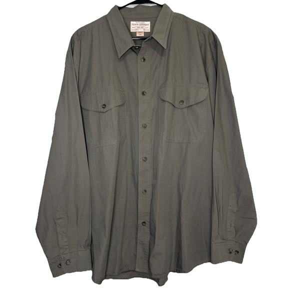 Vintage CC Filson Long Sleeve Gray Button Up Canvas Safari Shirt XXL - Picture 1 of 6